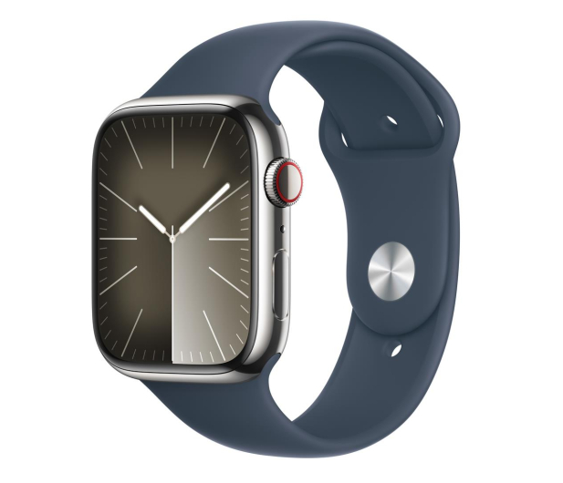 Apple Watch 9 45/Silver Steel/Storm Blue Sport Band S/M LTE - 1180288 - zdjęcie